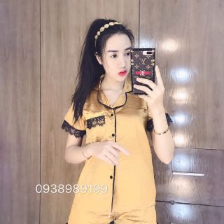 Bộ lụa quần đùi pha ren siêu hot