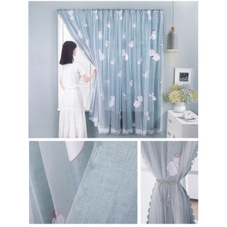 Rèm Cửa Dán Tường 2 Lớp Hoạt Tiết Dễ Thương - Rèm Dán Tường Phòng Ngủ Phòng Tắm Tiện Lợi