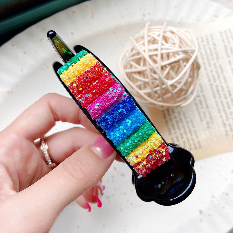 Kẹp tóc càng cua 3 răng Rainbow size đại