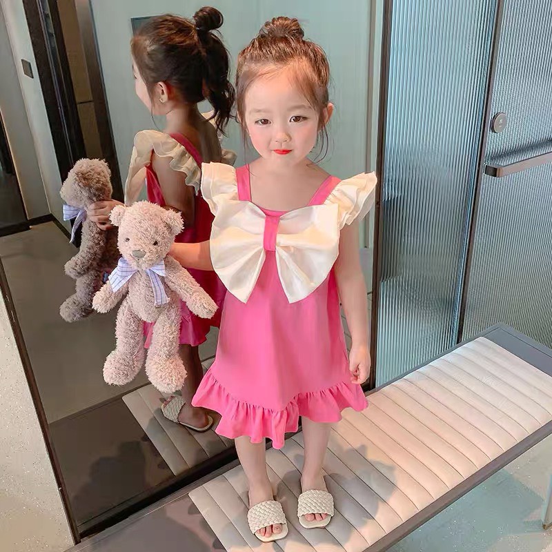 Váy cho bé gái cánh tiên cao cấp đính nơ trước ngực