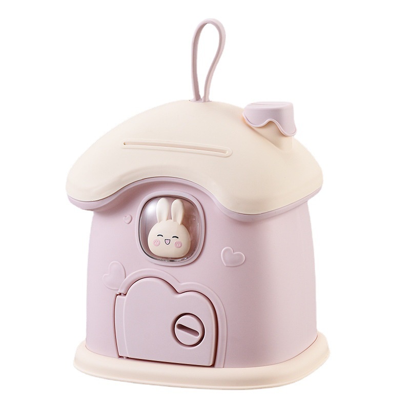 Ống Heo Tiết Kiệm Hình Thỏ Bunny Dễ Thương Sáng Tạo Ống Heo Tiết Kiệm Hình Ngôi Nhà Hoạt Hình Cỡ Lớn Có Khóa Tiện Dụng