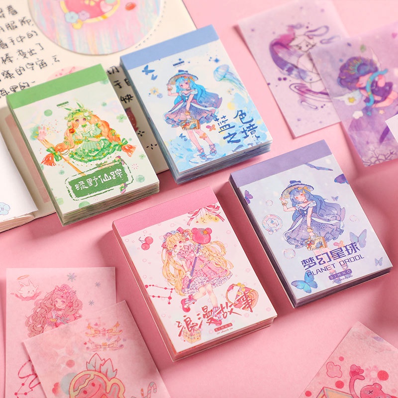 Bộ 50 Tấm Sticker Dán Trang Trí Hình Cô Gái Hoạt Hình Đáng Yêu