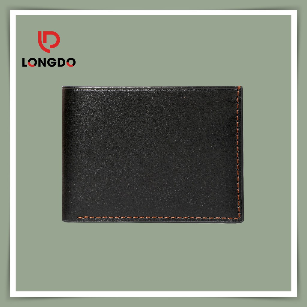 Ví ngang nam màu đen - Cam kết 100% da bò thật - Hàng cao cấp Thương hiệu Longdo Leather - B01