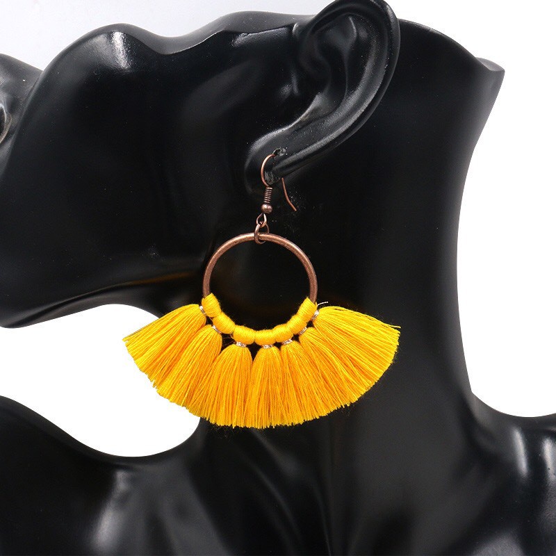 Hoa tai tua rua khuyên tai boho thổ cẩm nữ xinh xắn - Mã HT043 The Collar Box