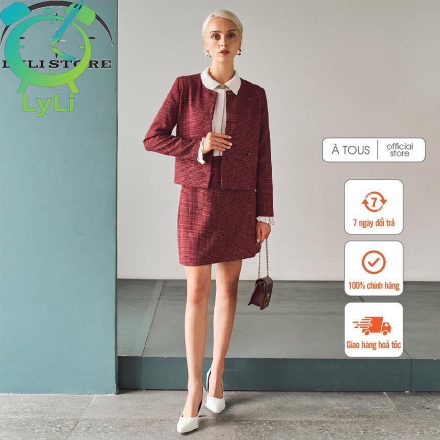 Set bộ tweed áo khoác kèm chân váy ÀTOUS LARA full set dạ cotton mềm nhẹ dày dặn kiểu dáng trẻ trung.