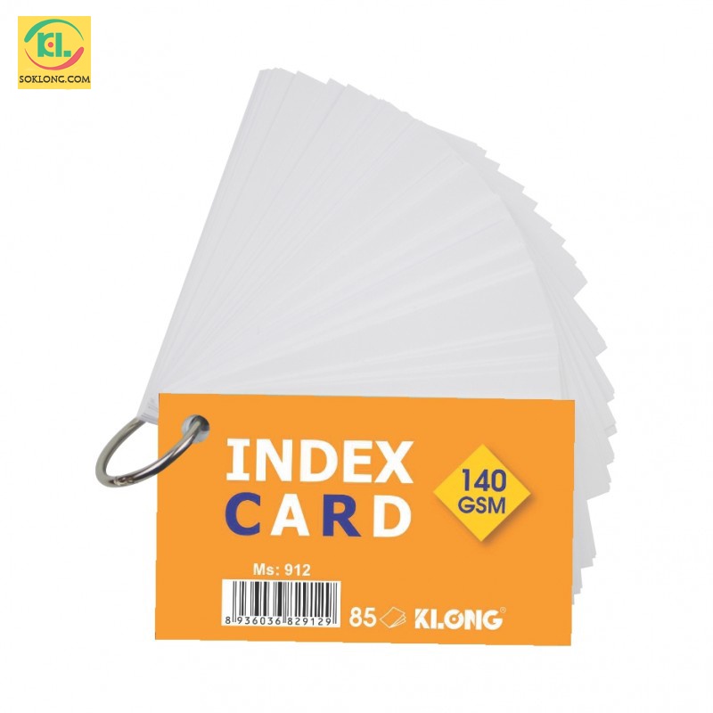 Tập thẻ Index Card A7 giấy dày học ngoại ngữ KLong MS912