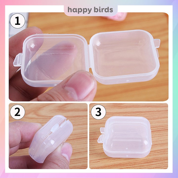 Hộp đựng trang sức mini 3.5x3.5x2cm trong suốt bằng nhựa đựng đồ trang sức, thuốc, nhẫn, phụ kiện nhỏ