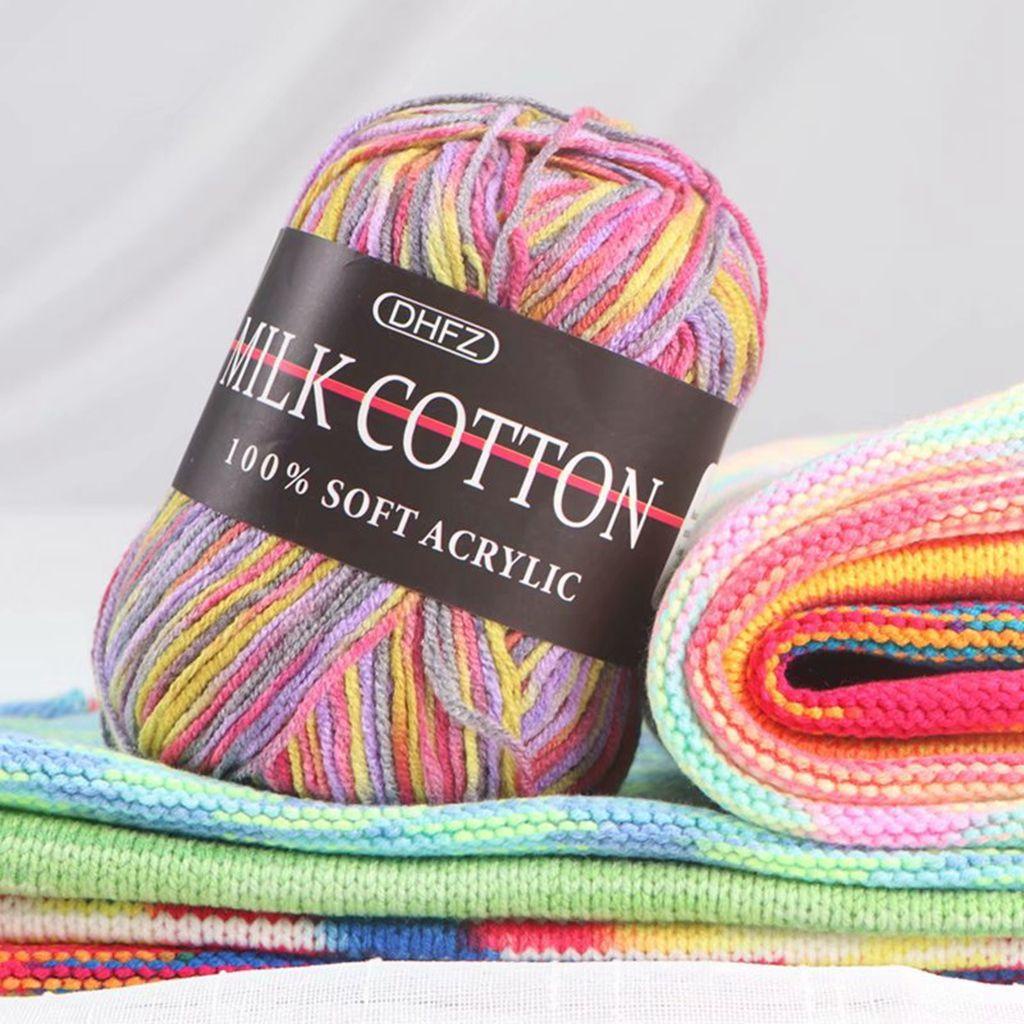 Cuộn Chỉ Cotton Sữa 50g Dùng Đan Khăn Choàng DIY