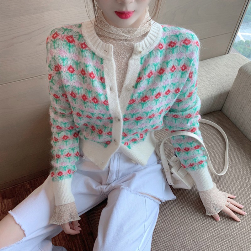 Áo Khoác Cardigan Dệt Kim Tay Dài Cài Nút Kiểu Vintage Thời Trang Cho Bạn Gái