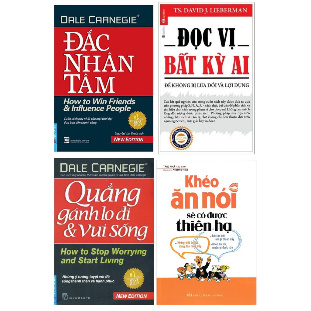 Sách - Combo Đắc Nhân Tâm + Quẳng Gánh Lo đi Và Vui Sống+ Khéo Ăn Khéo Nói có được Thiên Hạ+ Đọc Vị Bất Kỳ Ai