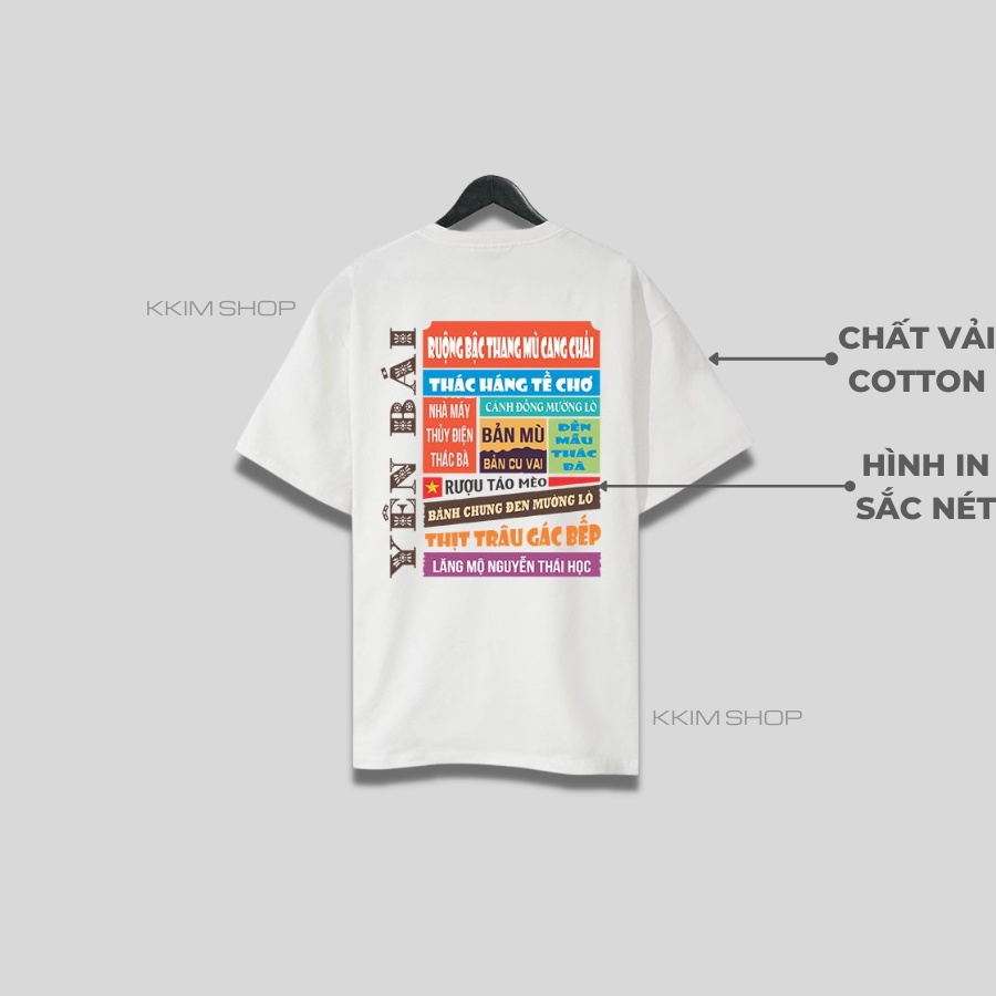 Áo thun tay lỡ YÊN BÁI, Áo phông 63 tỉnh thành Form rộng oversize, chất liệu Cotton KKIMSHOP