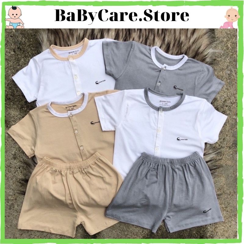 Đồ Bộ Bé Gái, Bé Trai Minky Mom Vải Thun Lạnh Trơn xẻ cúc giữa, Bộ Quần Áo Cộc Tay Cho Bé Mặc Hè Thoáng Mát