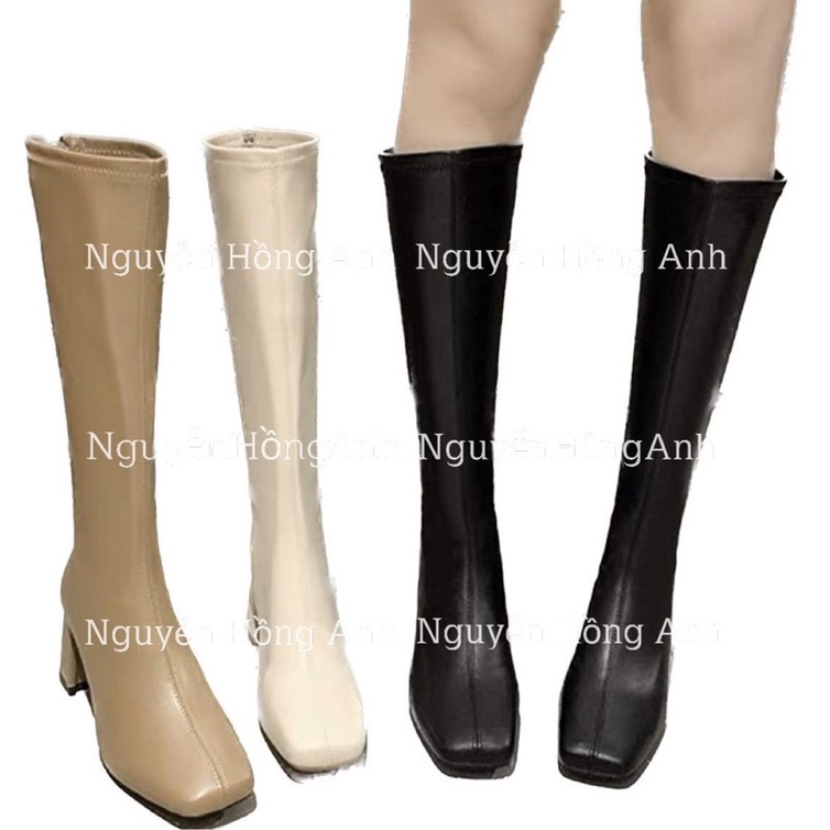 bốt gối (boot đùi) da lì xịn khoá sau gót 6p (FULL HỘP-3 màu) mã 279