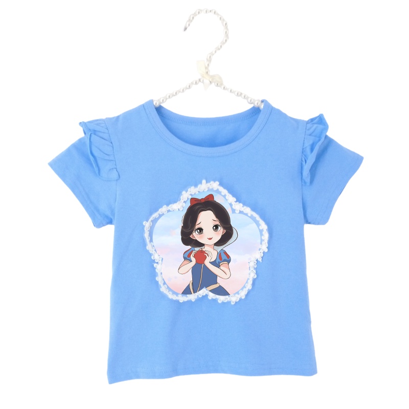 Áo Thun Cotton Họa Tiết Hoạt Hình Công Chúa Xinh Xắn Cho Bé Gái