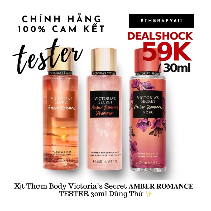 ❤️ [ Bill Mỹ] [ 10ml ] Xịt Thơm Body Mist Dưỡng Thể Victoria’s Secret - AMBER ROMANCE | Thế Giới Skin Care