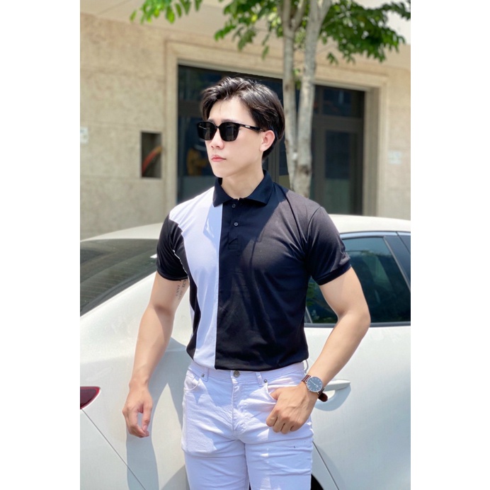 Áo Thun Nam Cổ Trụ Chất Cotton Mịn Mát Phối Màu Nút Cài Sịn Sò Phong Cách Trẻ Trung Lịch Lãm NEW UNISEX