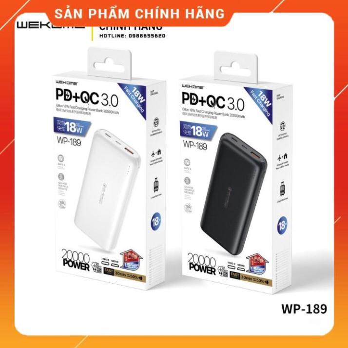 Sạc dự phòng PD18W +QC3.0 chính hãng| WK WP-187/WP-189