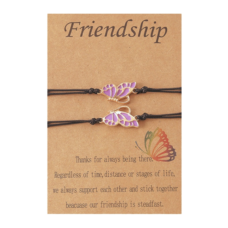 Set 2 Vòng Tay Dây Bện Mặt Hình Bướm Dành Cho Cặp Đôi / Tình Bạn