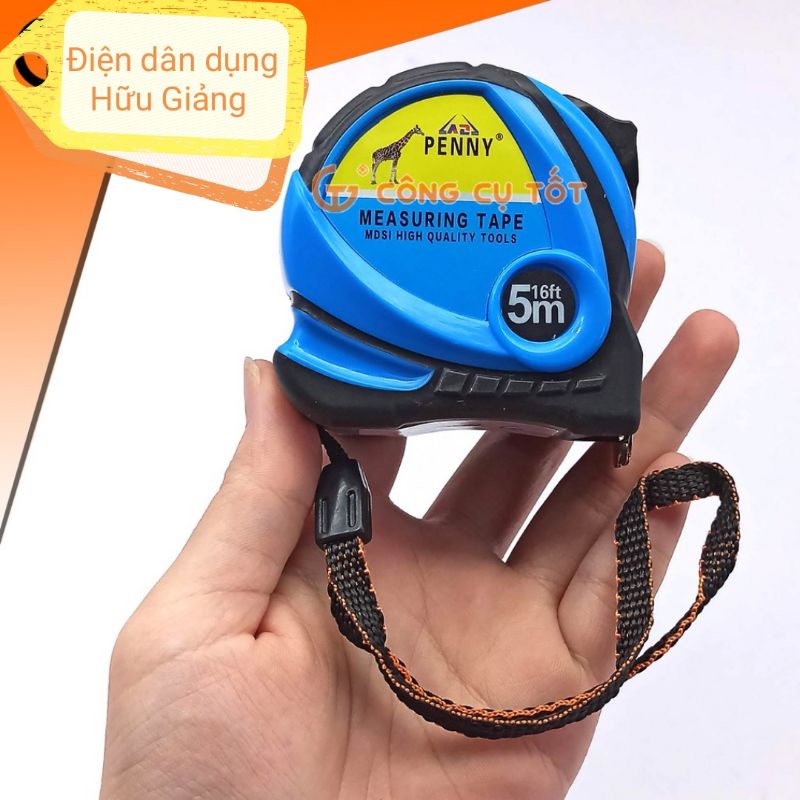 Thước cuộn công trường Penny 5 mét, 7,5 mét khổ 25mm bọc cao su chịu va đập