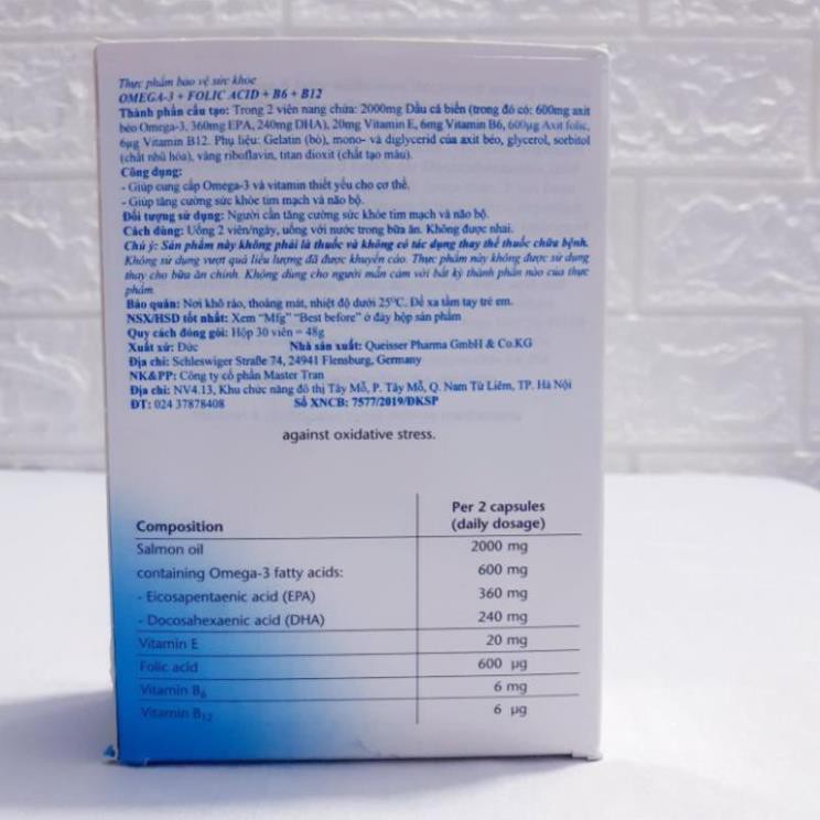 Viên uống tăng cường thị lực, tim mạch và não bộ Doppelherz aktiv Omega-3 + Folic Acid | BigBuy360 - bigbuy360.vn