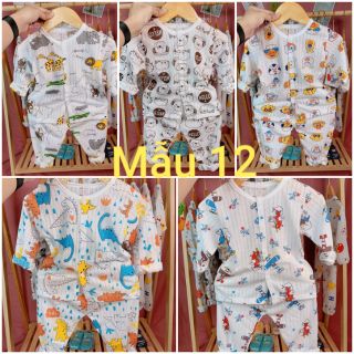 Loại 1 thấm hút mồ hôi_cotton giấy_ combo 5 bộ dài tay cúc giữa