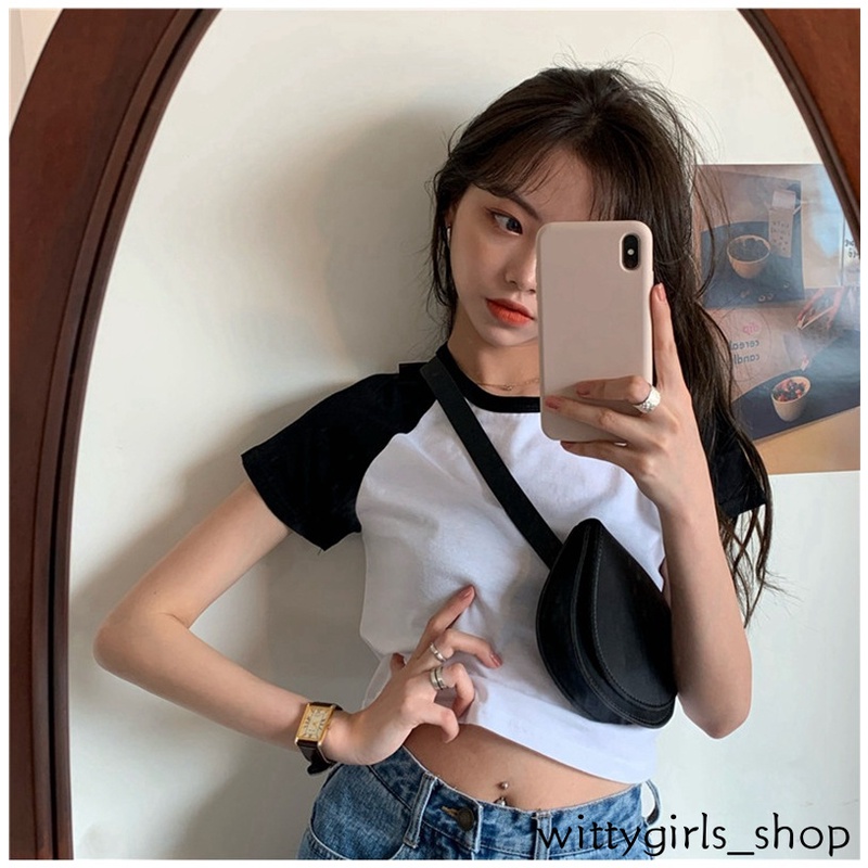 Wittygirls-áo Thun Crop Top Tay Ngắn Phong Cách Mùa Hè Mới Cho Nữ