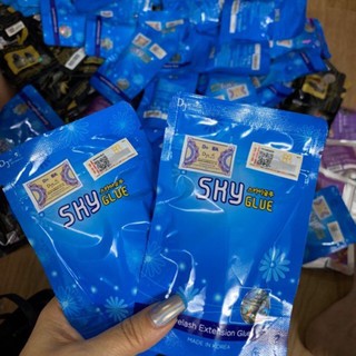 keo sky xanh chính hãng có tem mác đầy đủ, keo nối mi skytrong suốt