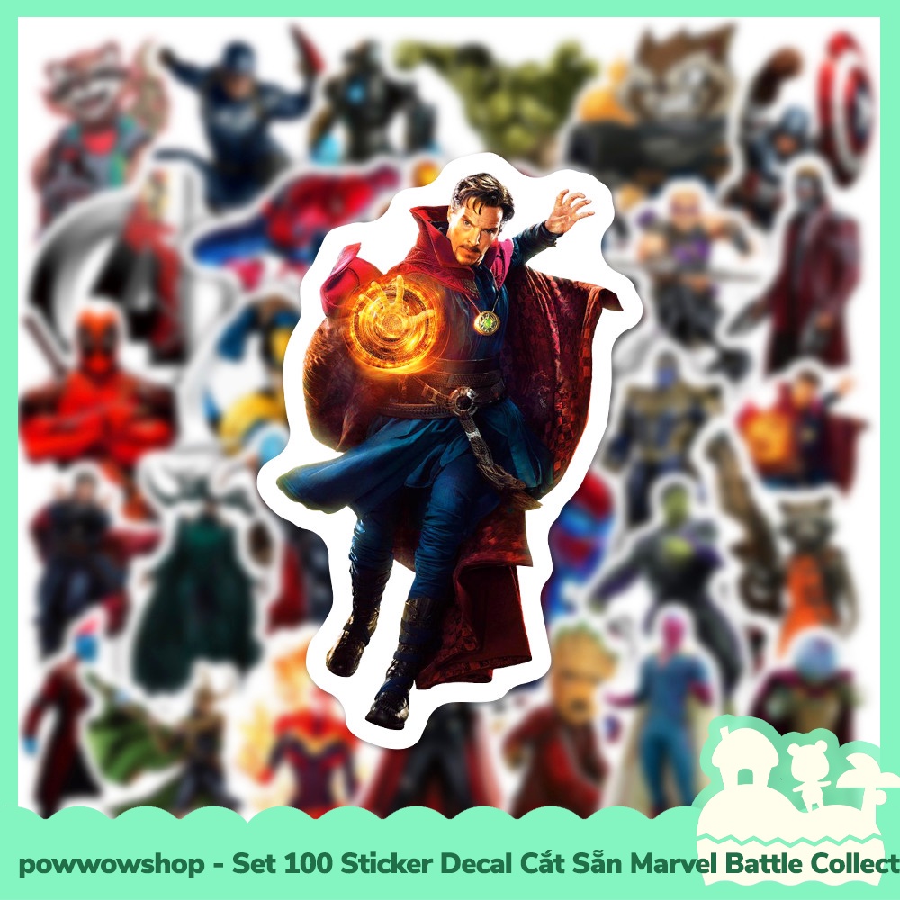 [Sẵn VN - Hỏa Tốc] Set 100 Sticker Mini Decal Dán Trang Trí Vật Dụng Mẫu Marvel Universe Battle Superhero