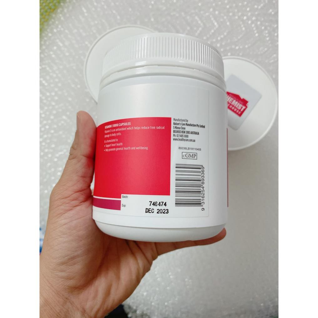 VITAMIN E HEALTHY CARE 500IU 200 viên - Xuất xứ Úc | Thế Giới Skin Care