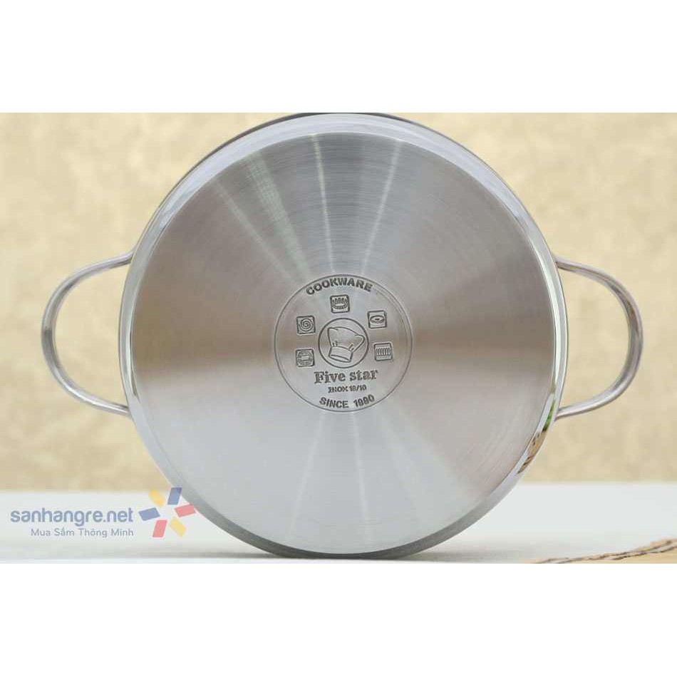 Nồi Inox 3 đáy Fivestar đường kính 20cm nắp kính dùng bếp từ - Bảo hành 5 năm