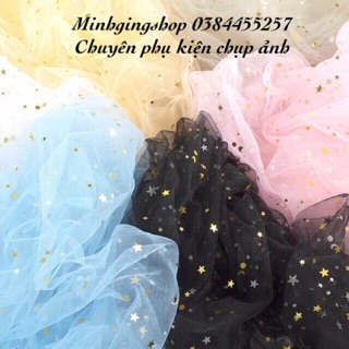 Phụ kiện chụp ảnh- Vải voan lưới đính sao vintage bao đẹp