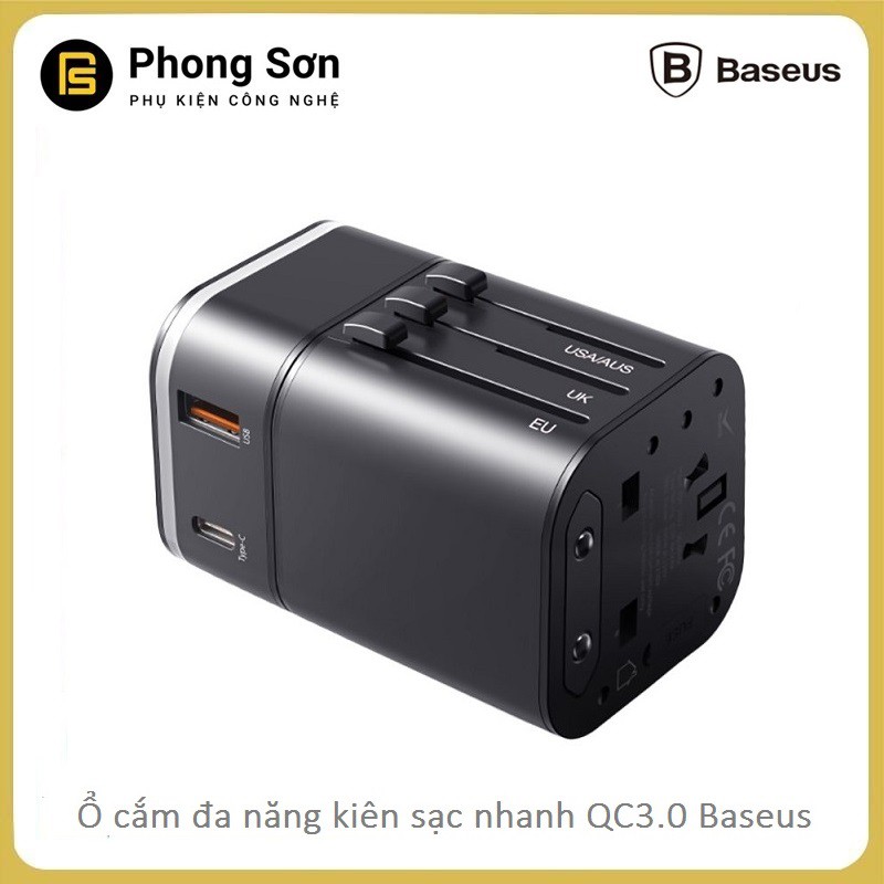 Ổ cắm đa năng kiêm sạc nhanh QC3.0 - Baseus Removable 2 in 1 Universal