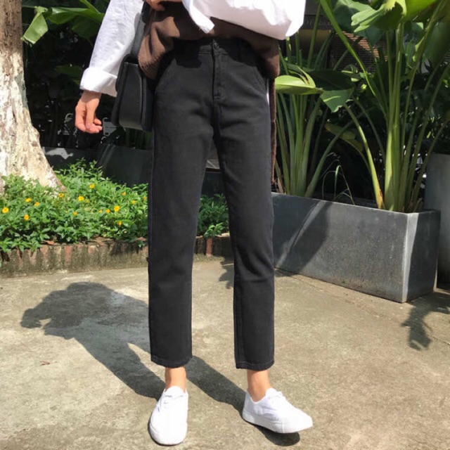 Quần Baggy Jean, Quần Bò Ống Đứng Đen B033 - Glister Closet
