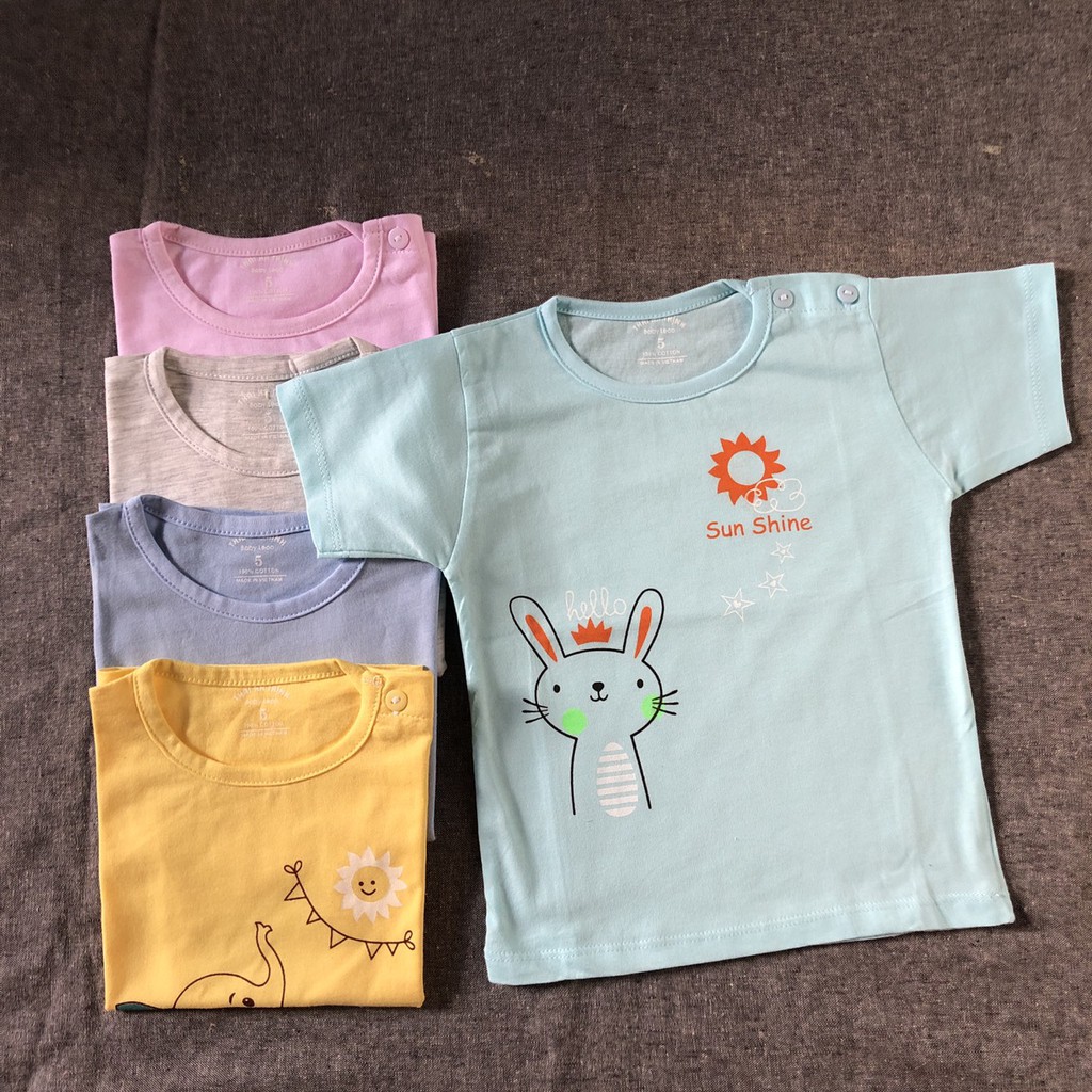 Áo sơ sinh (1 cái) cotton Thái Hà Thịnh | Mẫu cài vai tay ngắn | Size 3-5 cho bé 7-11kg | quần áo trẻ em
