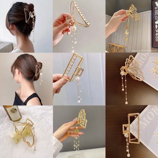 Kẹp Tóc Ngoạm Tóc Phối Dây Tua Rua Phong Cách Hàn Quốc
