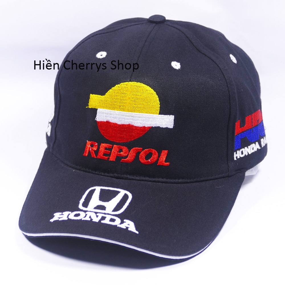 Nón kết tem xe khóa gài xịn Honda - Đen chất liệu Kaki cao cấp oát mềm được họa tiết nổi bật thích hợp cho các bạn trẻ