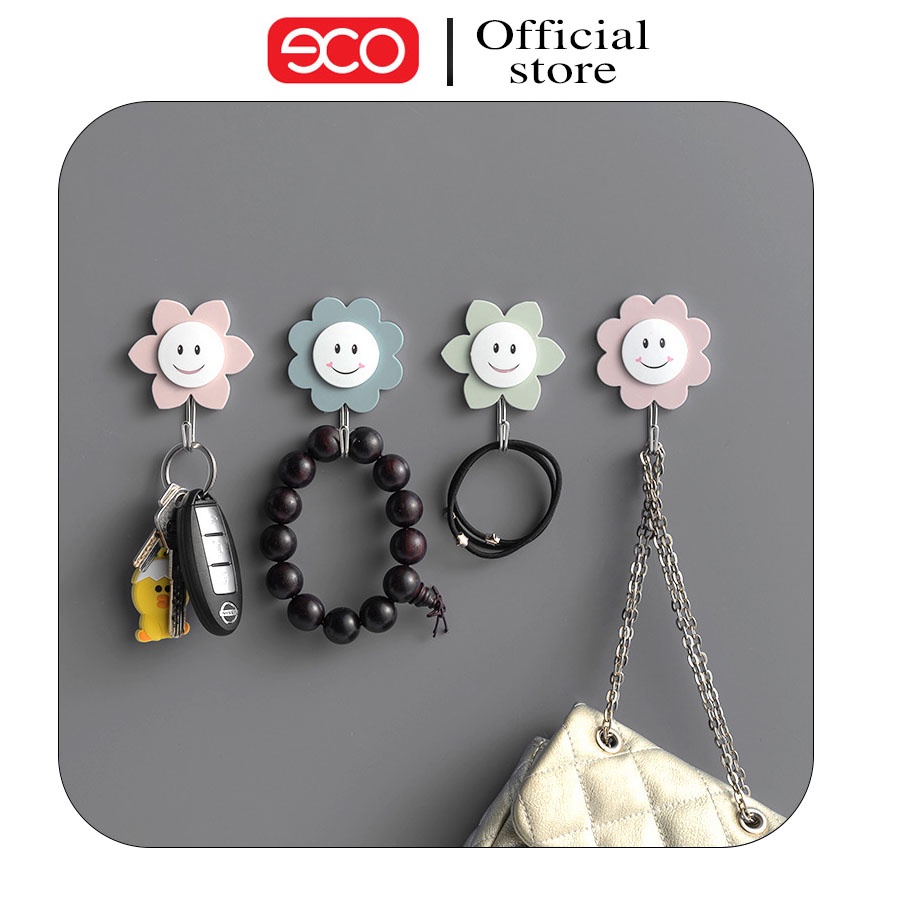 Móc treo dán tường siêu dính chịu lực- bộ 2 móc hình bông hoa MD16