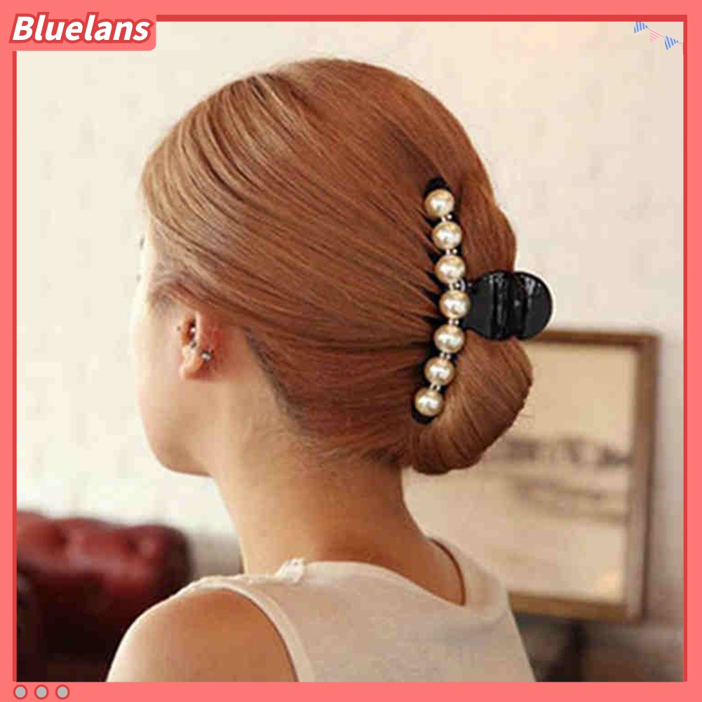 Kẹp tóc đính đá và ngọc trai giả sang trọng cho nữ