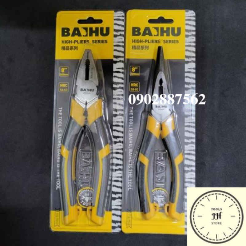 kìm 8inch BAIHU hàng cao cấp thép hrc54 (kìm bằng, kìm cắt, kìm nhọn)