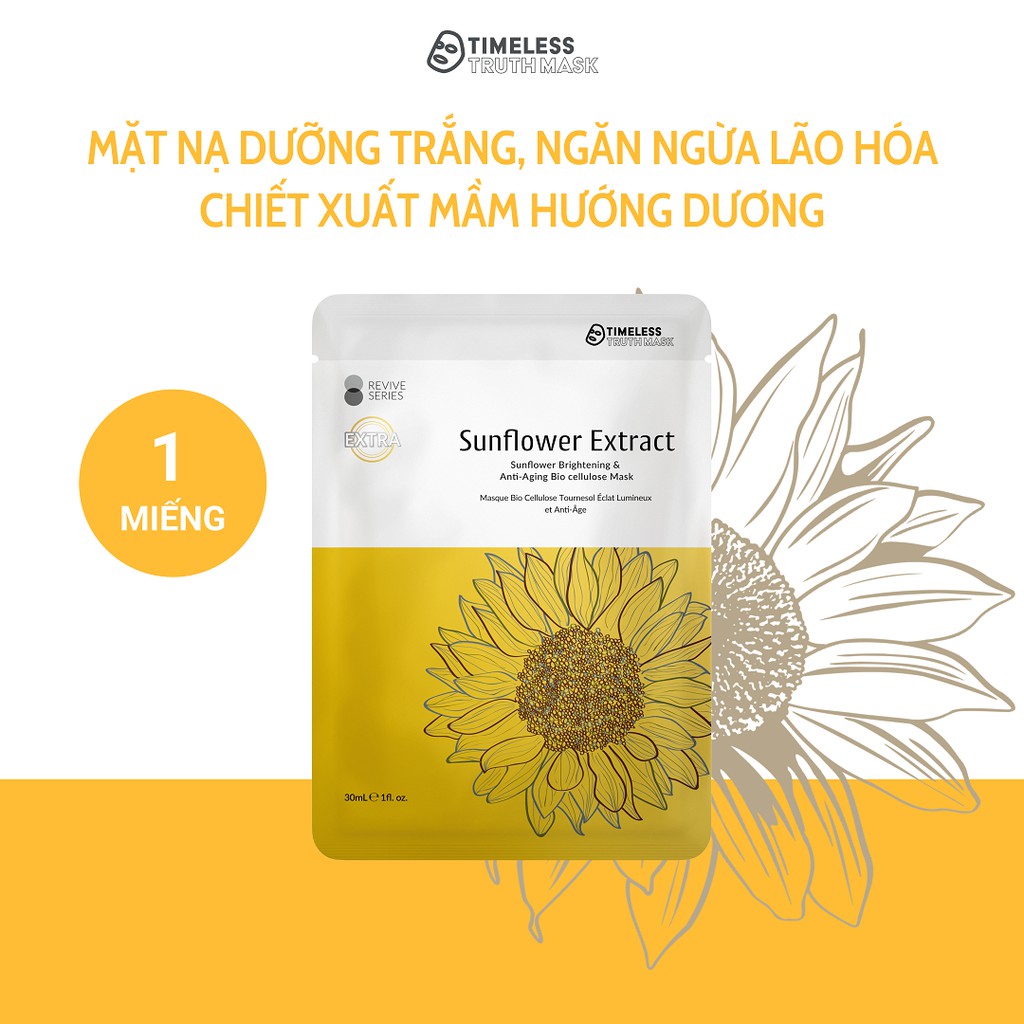 MẶT NẠ TIMELESS TRUTH MASK  HƯỚNG DƯƠNG - MẶT NẠ SỢI XƠ SINH HỌC (BIO-CELLULOSE) NGĂN NGỪA LÃO HÓA, GIÚP D