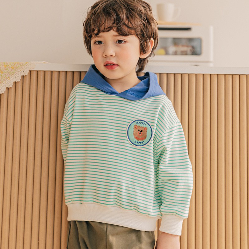 Áo bé trai/bé gái Hàn Quốc Bebezoo dài tay _ Hoodie stripe