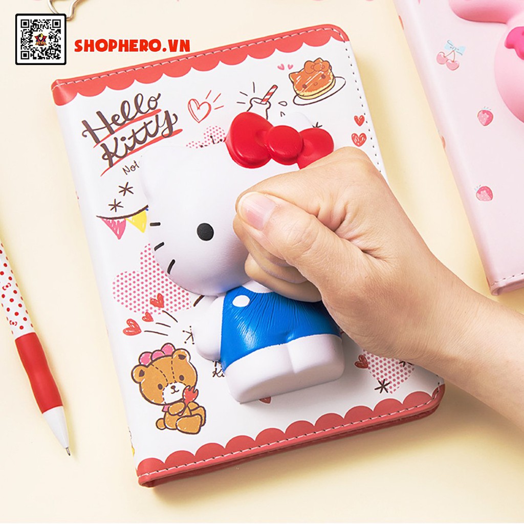 Sổ tay gắn thú mềm Hello Kitty