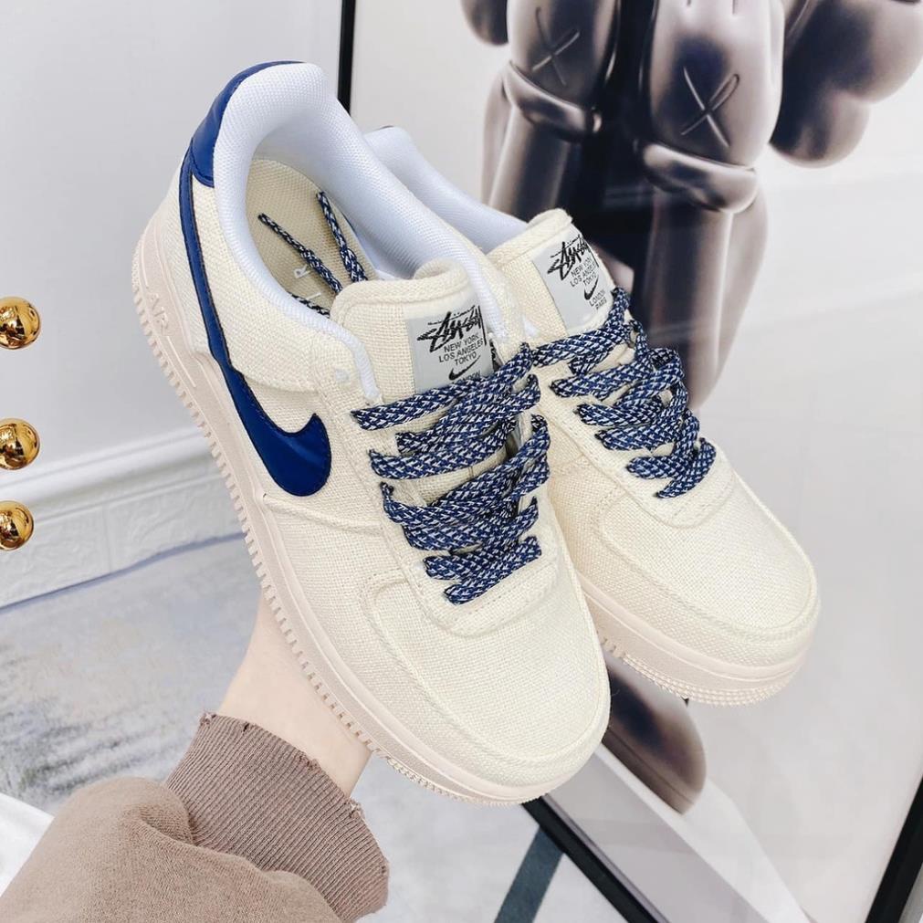 Giày sneaker AF1 CANVAS NAVY, Giày air force 1 Vải Canvas Sữa Non móc xanh Navy Hàng Đẳng Cấp [Fullbox - Sẵn hàng]