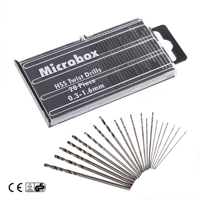 Hộp 20 mũi khoan kim loại HSS mini cao cấp siêu cứng siêu sắc (0.3-1.6mm)