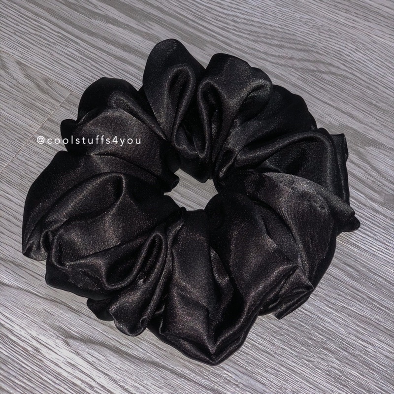 Đồ buộc tóc scrunchies bigsize siêu to lụa màu đen