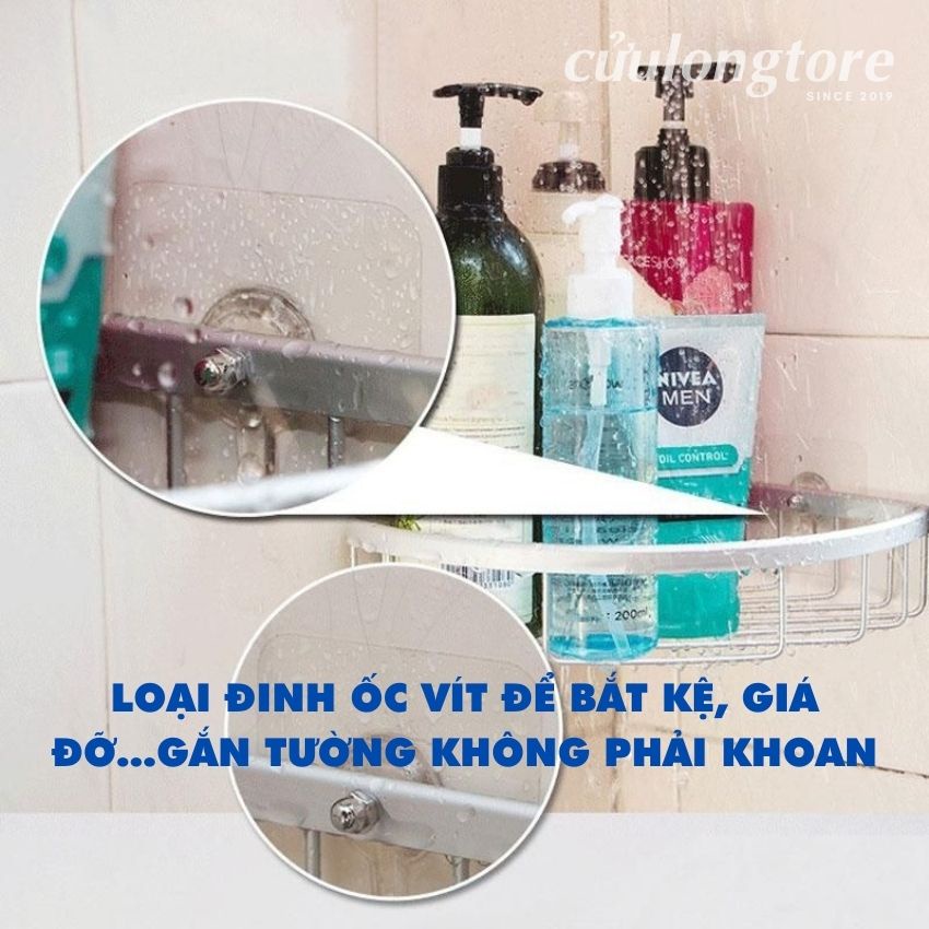 Đinh Vít Dán Tường chịu lực siêu dính trong suốt keo dán ốc vít treo ảnh kệ giá đỡ gắn tường móc dán chịu lực đa năng
