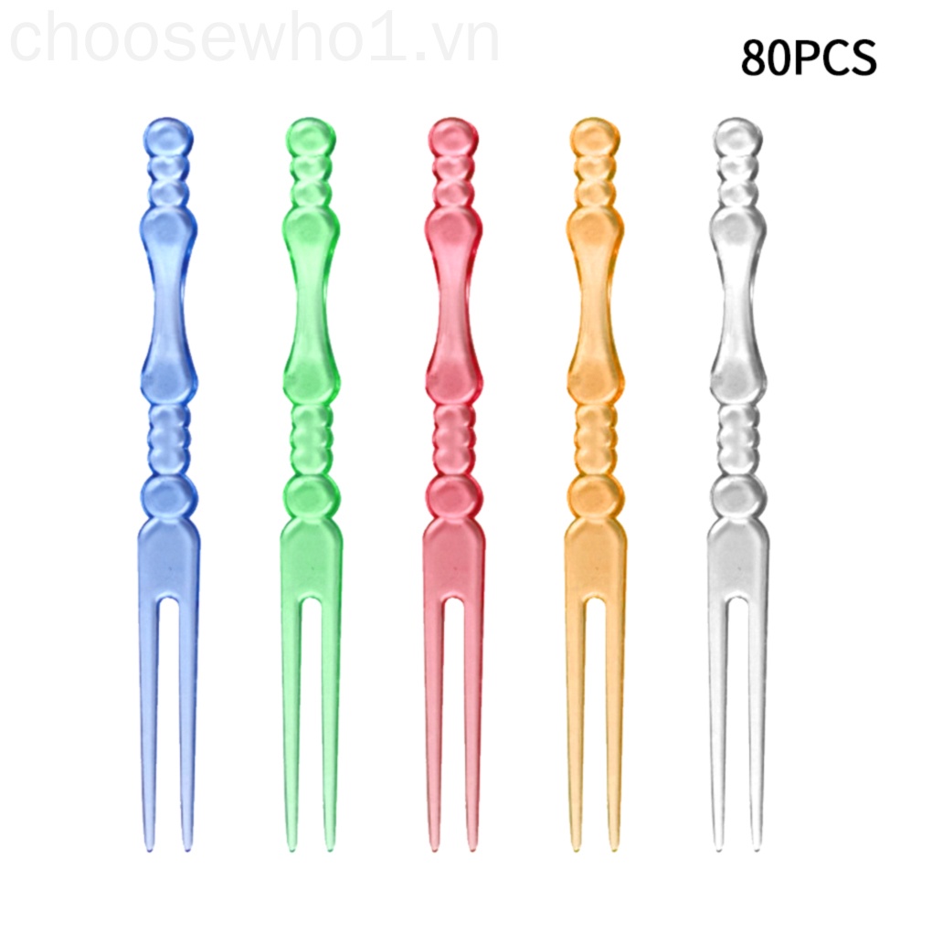 Set 80 nĩa nhựa 2 răng ăn trái cây/salad/đồ tráng miệng sử dụng tiện lợi