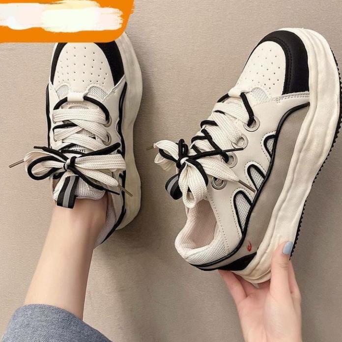 Giày thể thao Ulzzang đế bánh mì độc đáo nam nữ Giầy sneaker độn đế dây dôi Hot Trend 2022
