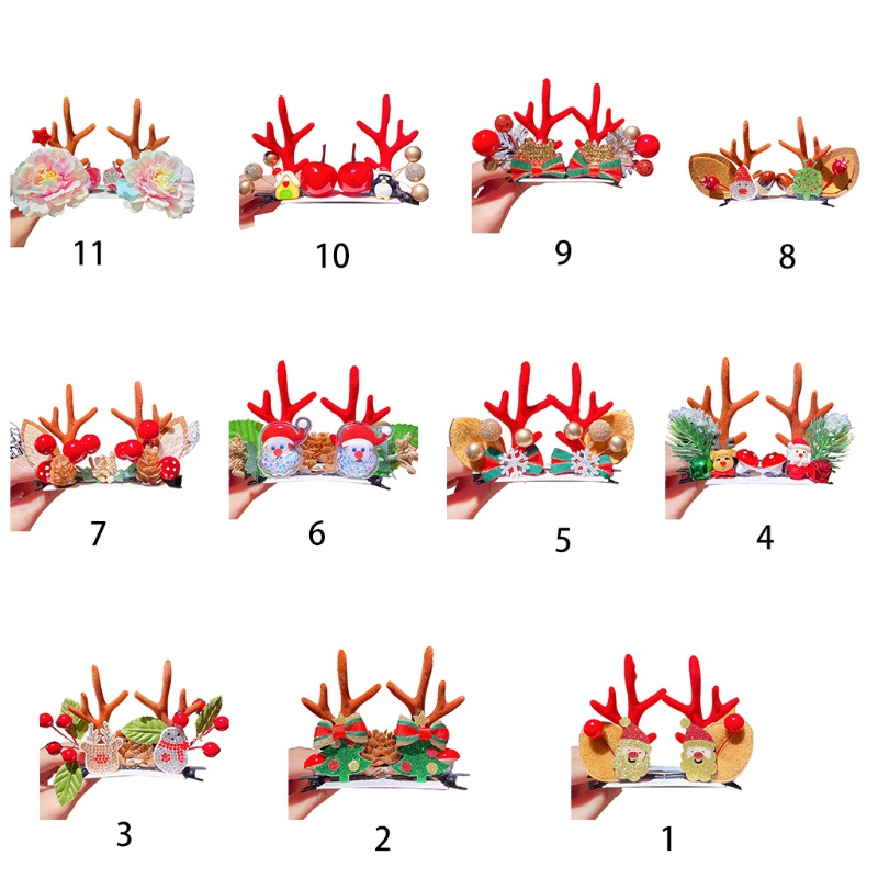 Set 2 Kẹp Tóc Hình Sừng Tuần Lộc Giáng Sinh Dễ Thương Cho Nữ