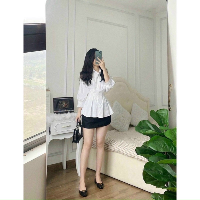 Áo sơ mi phong cách xếp ly ở eo
